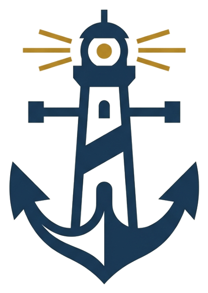Shipshape Dorset logo: a lighthouse and anchor